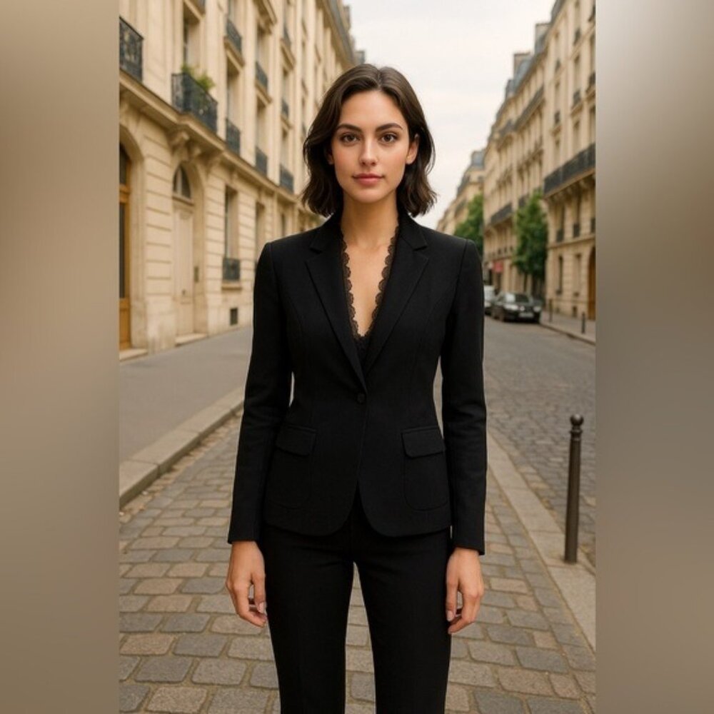 The Limited Black Tailored Blazer Lace Trim Size 2 | Quiet Luxury Y2K Chic